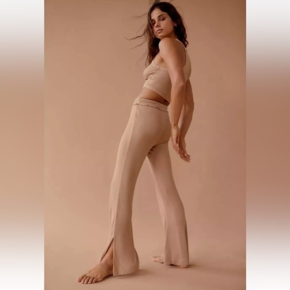 Urban Outfitters Out From Under Sweet Dreams Netural Flare Pants Beige Tan Small